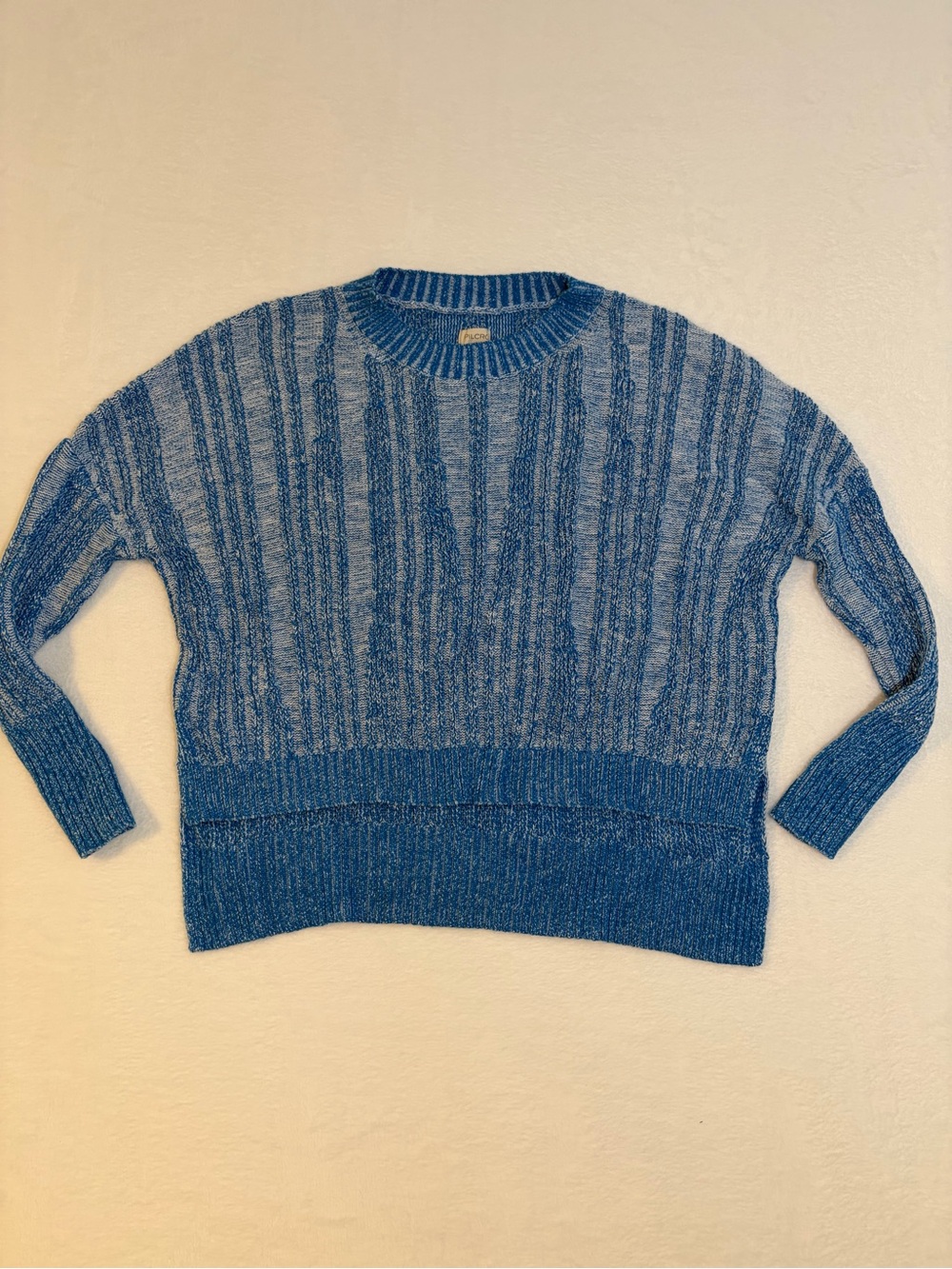 Anthropologie Pilcro Hi-Lo Crop Sweater Ribbed/Textured